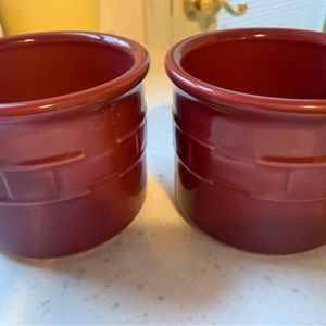 Longaberger Basket Weave Burgundy Ceramic Containers 2